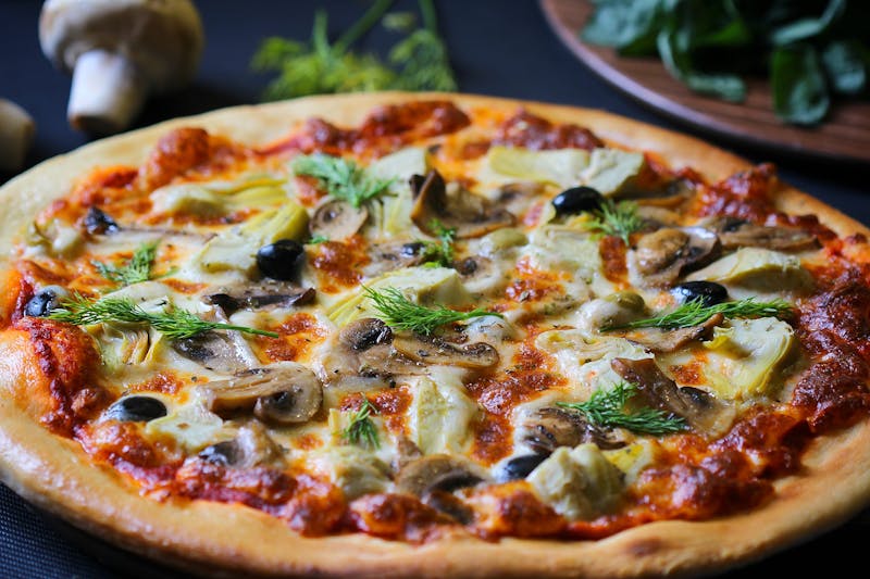 Autumn Forest Pizza with mushrooms and truffle oil