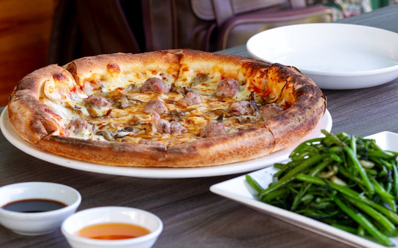 Spring Garden Pizza with fresh vegetables